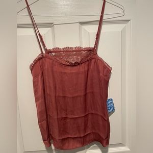 NWT Elegant Lace Trimmed Women's Top in Rust